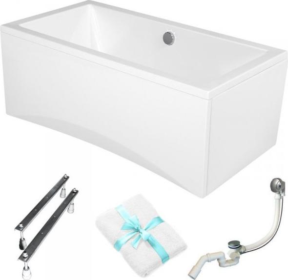 Cersanit | Badewanne - Rechteckbadewanne Intro - 160x75 Cm - Mit Weißer Verkleidung - Siphon Inklusive - Regulierbare Füße