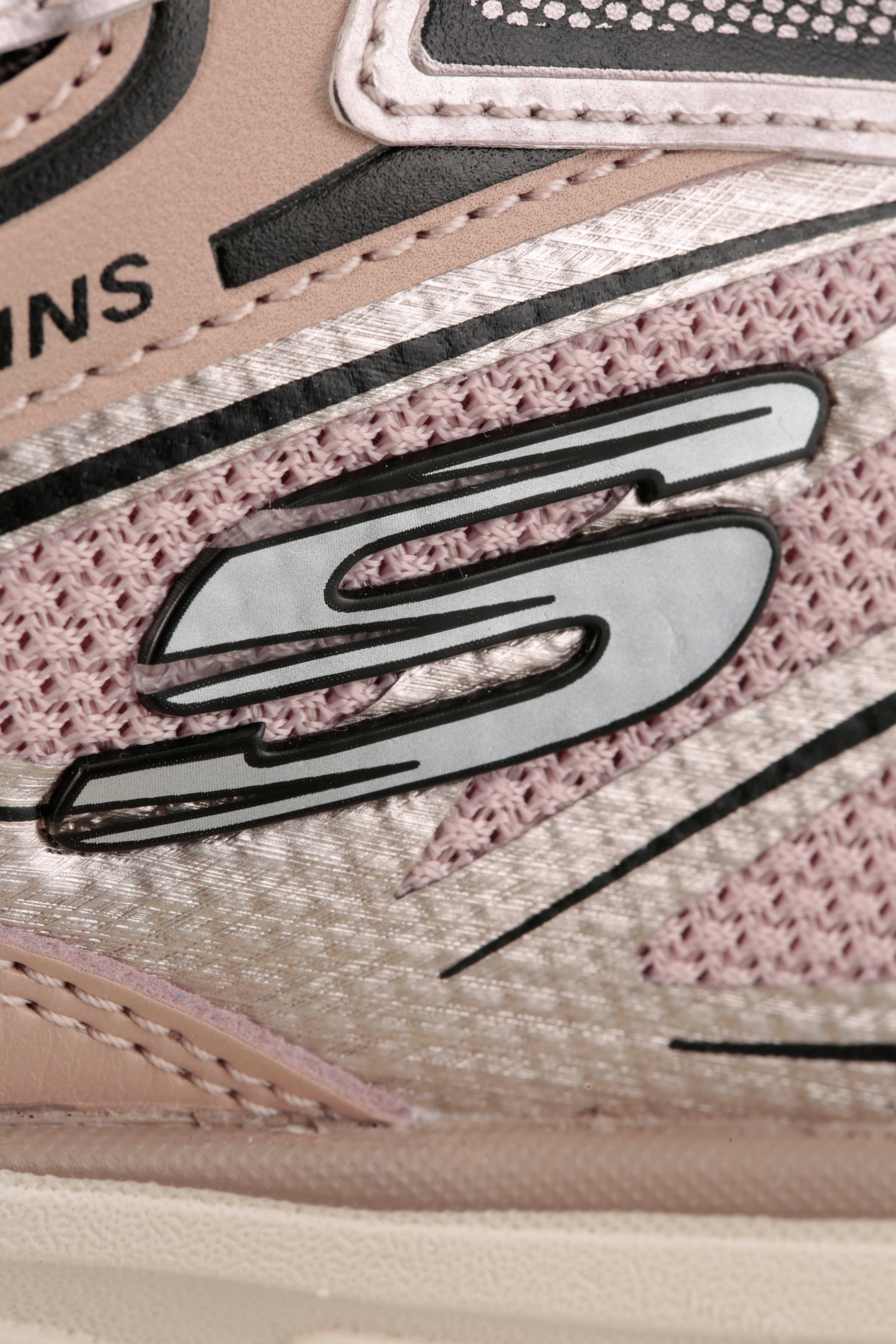 Slip-On Sneaker SKECHERS "STAMINA SPORT", Damen, Gr. 41, rosa, Lederimitat, Mesh, metallic, Schuhe Slip-On Sneaker, Retro Sneaker, Schnürschuh mit Metallic-Besätzen rosa 41