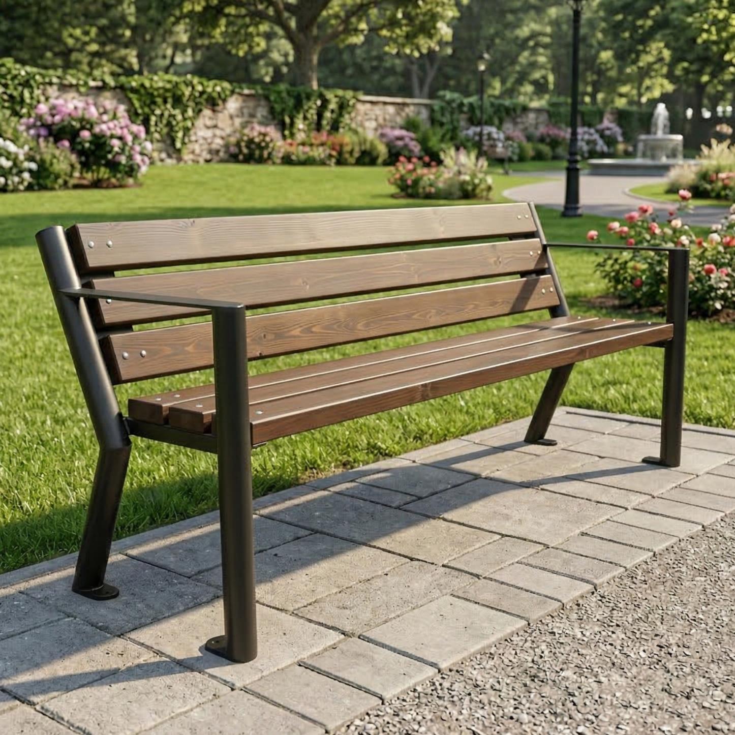 REKORD Gladiator Bis Palisander 185x59x76 cm 3-4 sitzig Bank für Garten Terrasse Balkon Vorgarten Holz & verzinktes Metall Wetterfeste