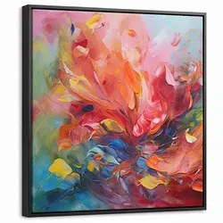 LEINWAND Bilder mit Rahmen - Ölgemälde - Kunst - Abstrakt - Farbenfroh - 50x50
