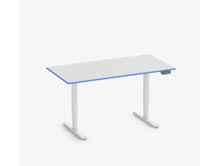 Primus Gamingschreibtisch Rechteck, Weiß Klassik Royal Blue 160x80