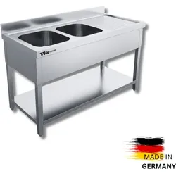Spültisch 2 Becken links - 1,6 x 0,7 m VM EUROPA