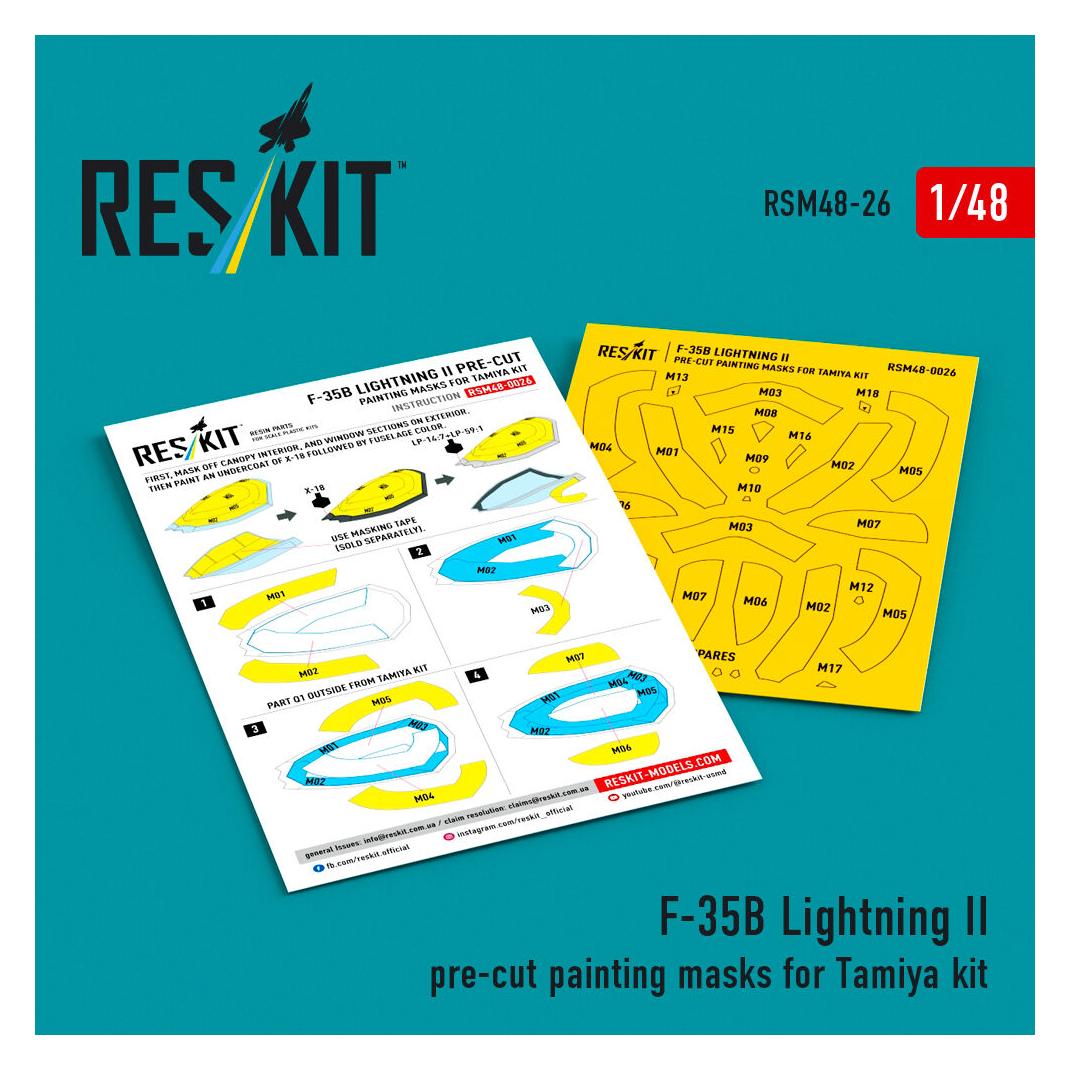 ResKit F-35B Lightning II pre-cut painting masks for Tamiya (RSM48-0026)