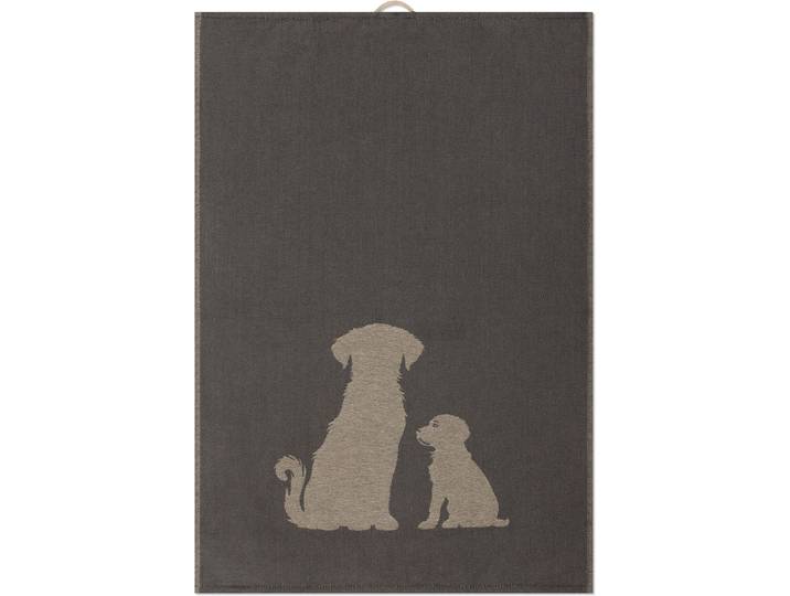 Geschirrtuch ROSS Hundeliebe 3er-Pack , grau (anthrazit, natur), B:18cm H:4cm L:27cm T:4cm, 100% Baumwolle, Geschirrtücher, Geschirrtuch
