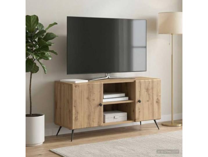 GKMBCVDFR TV-Schrank 102 x 34,5 x 50 cm Artisan-Eiche Holzwerkstoff Offene Regale, geschlossene Fächer, stabile Konstruktion, vielseitig nutzbar, moderne Optik