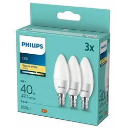 PHILIPS LED E14 (40W) 470lm matt Kerze 3er Pack aqua