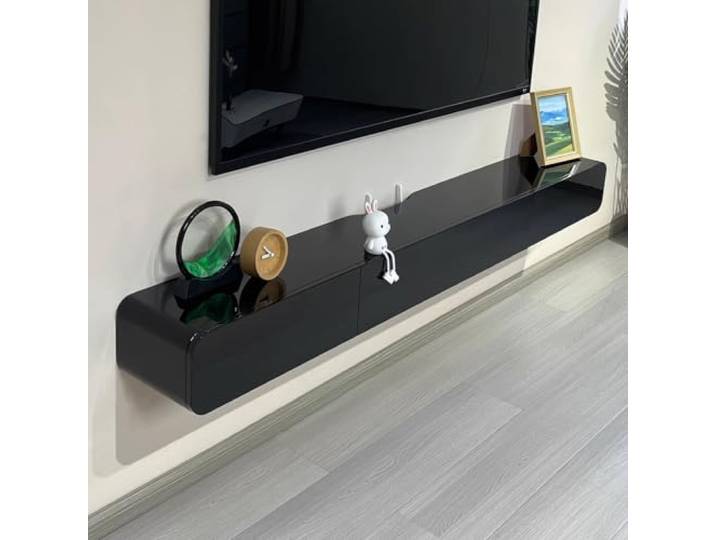 Wandmontierte Medienkonsole mit schwebenden Schubladen aus Massivholz TV-Ständer, hängendes TV-Regal for das Heimbüro hängend