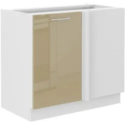 Lara Eckunterschrank 105 cm Cappuccino Hochglanz Küchenzeile Küchenblock Küche