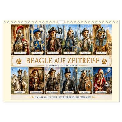 Beagle auf Zeitreise (Wandkalender 2027 DIN A4 quer), CALVENDO Monatskalender