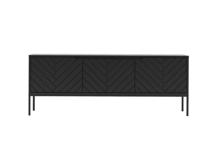 Lomadox Lowboard TV Board Fernsehschrank Medienschrank Fernsehtisch ca. 151 cm breit modern in schwarz matt mit Fischgrät Dekor