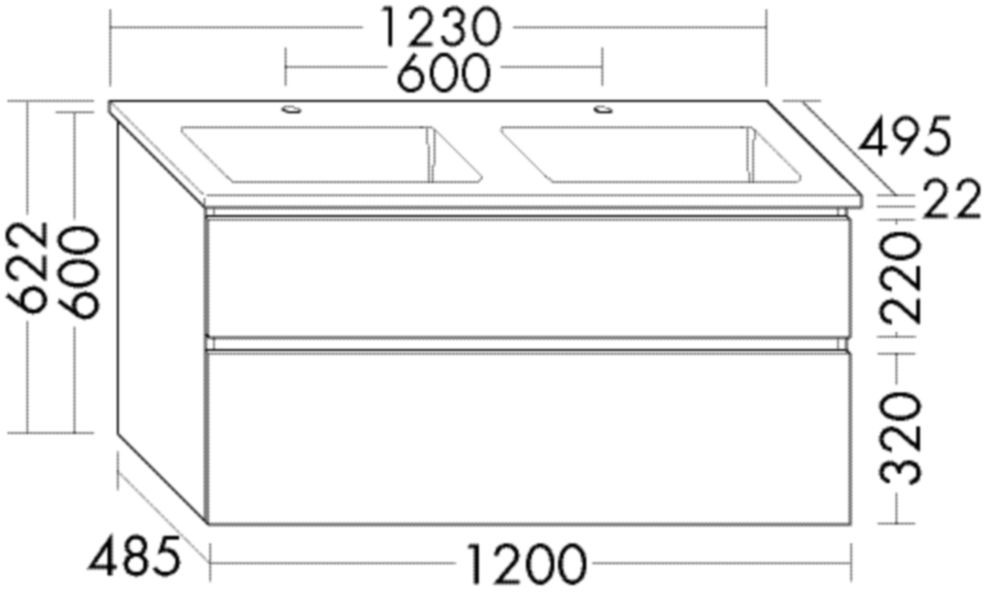 Burgbad Keramik Waschtisch+Waschtischunterschrank Lin20 Acryl/Lack Matt Sandorange Solid SGHL123F6512C0038