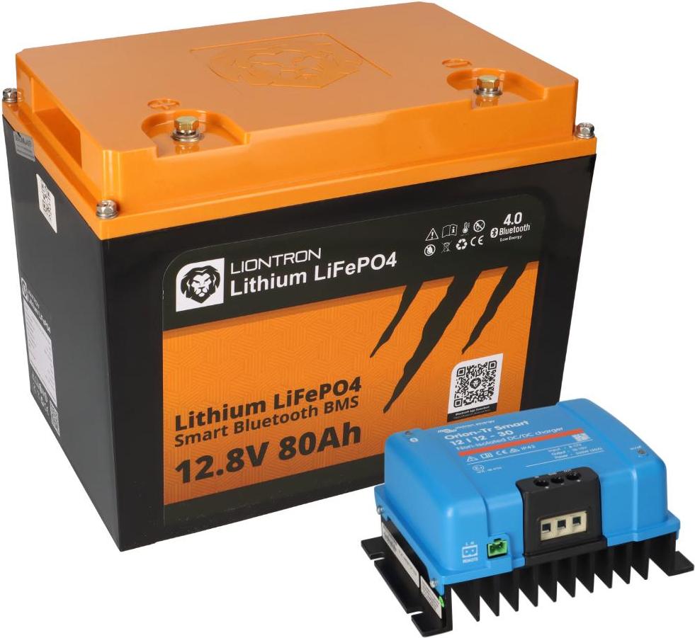 SET LIONTRON LiFePO4 Akku 12,8V 80Ah + Victron Orion-Tr Smart 12/12-30A Ladebooster
