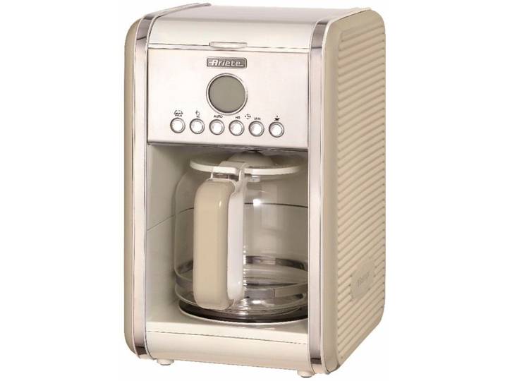 ARIETE Filterkaffeemaschine Vintage 1342, cremefarben , silber (cremefarben, silberfarben), 1,5 l, 12, Kaffeemaschinen, Startzeit Kaffeezubereitung programmierbar, Filterkaffeemaschine