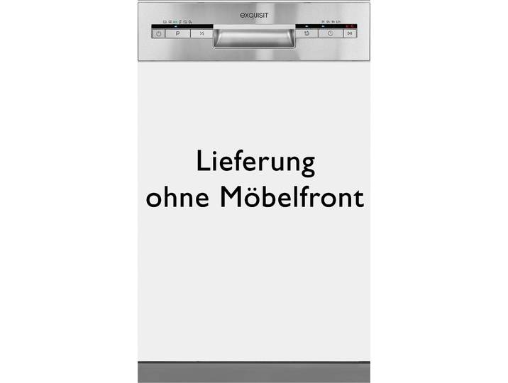 EXQUISIT teilintegrierbarer Geschirrspüler EGSP1009-EB-030E , Energieeffizienz: E, silber (edelstahl), B:44,8cm H:81,5cm T:57,4cm, Geschirrspüler, Kompakt und ideal für kleine, schmale Nischen, kleine(Single)Haushalte, teilintegrierbarer Geschirrspüler