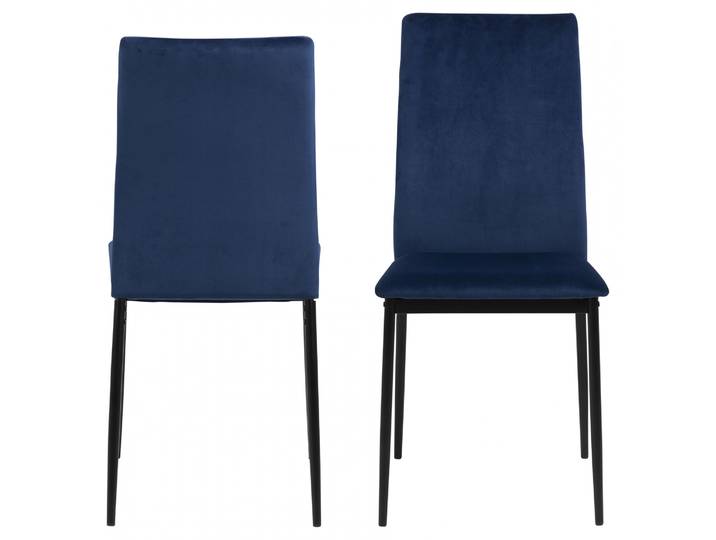 Esszimmerstuhl ACTONA GROUP Demina , blau (dunkelblau), B:43,5cm H:92cm T:53cm, Stühle, Esszimmerstuhl, in Samtvelours oder Kunstleder