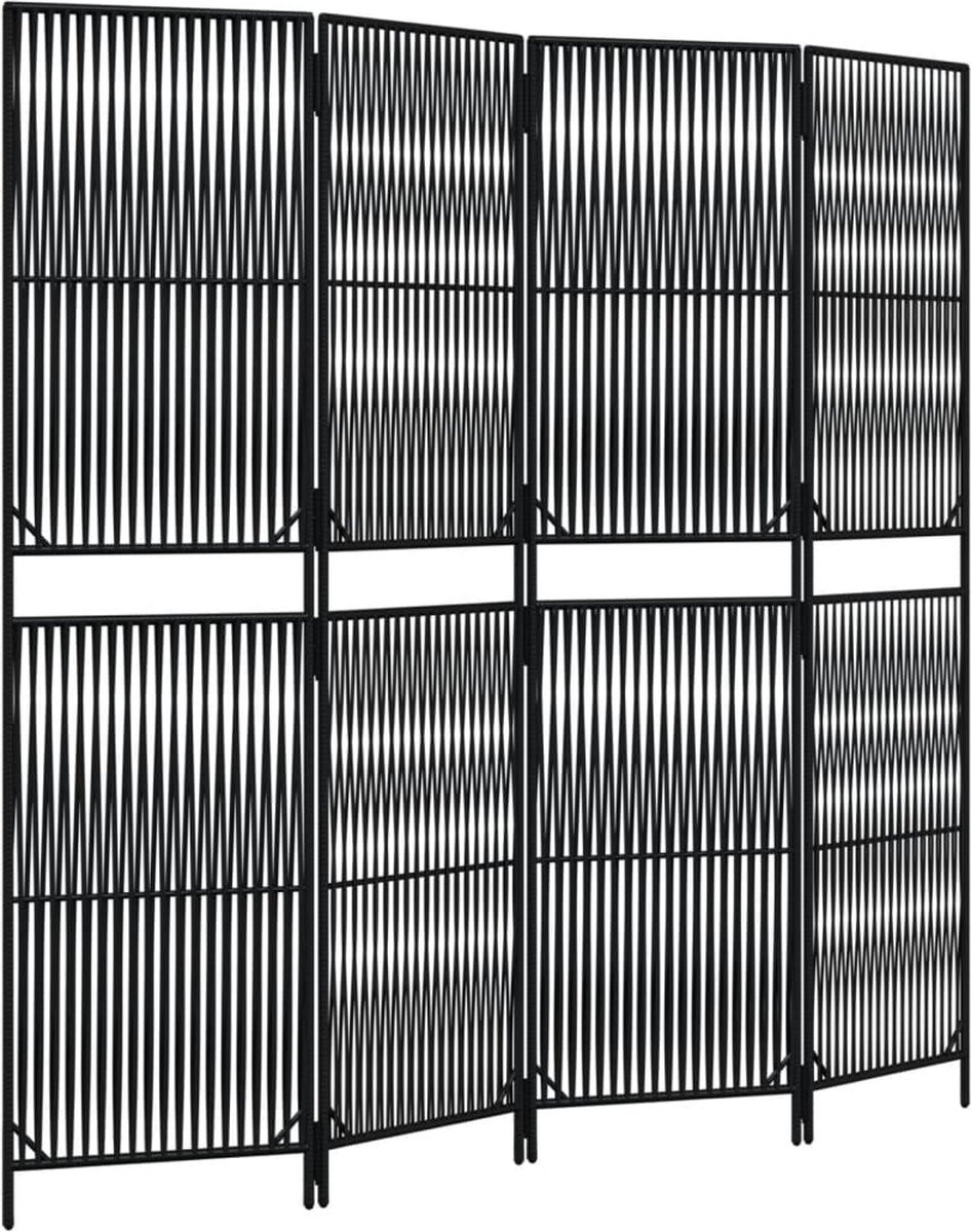 vidaXL Kamerscherm met 4 panelen van zwart polyrattan