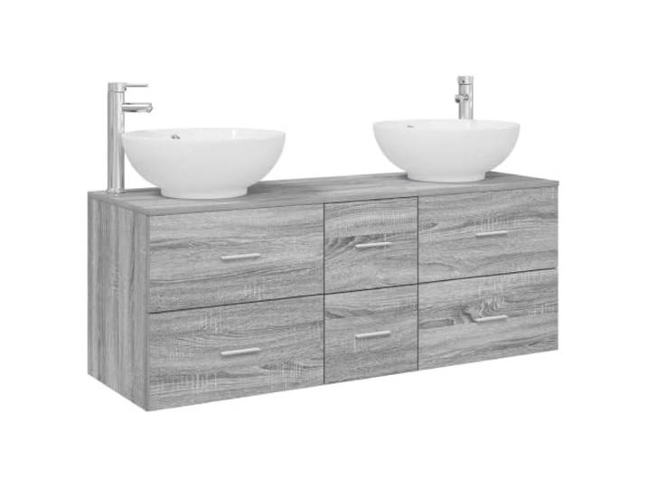 Badezimmermöbel-Set Sonoma, 3-teilig, grau, Wandschrank mit 6 Teilen Technisches Holz, silberne Griffe, einfache Installation, Verwendung im Innenbereich, Montage erforderlich