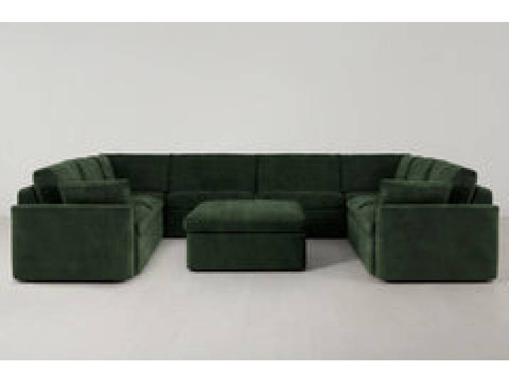 Model 13 U-Form Sofa mit Polsterhocker, Tannengrün