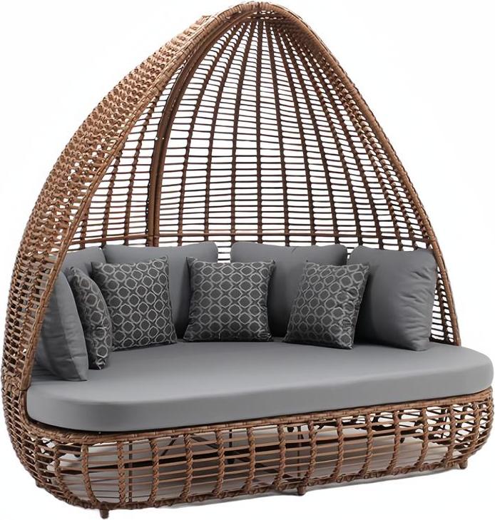 Grauer Dreisitzer Garten Sitzmöbel Textil Sofa Edle Terrassen Modern Möbel