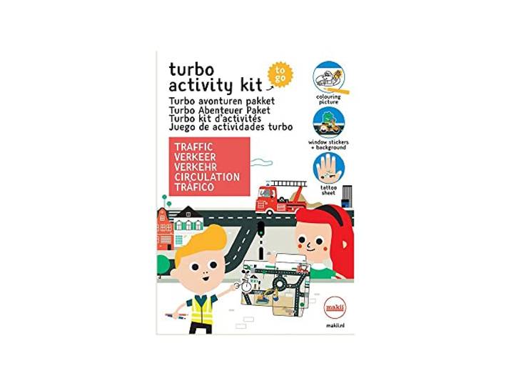 Makii - Turbo Avonturen Pakket - Kleurplaten & stickers - Verkeer