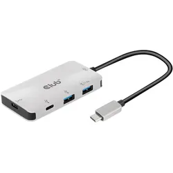 Club 3D CSV-1543 (USB-C, 4 Ports), Dockingstation + USB Hub, Schwarz, Silber, Grau