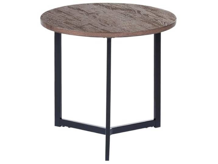Beliani Moderner runder Beistelltisch Dunkle Holzplatte Metallgestell Industriell Schwarz Tippo
