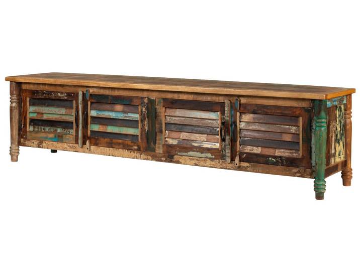 Meuble TV en Bois de récupération 220x50x55 multicolore laqué FABLE #34