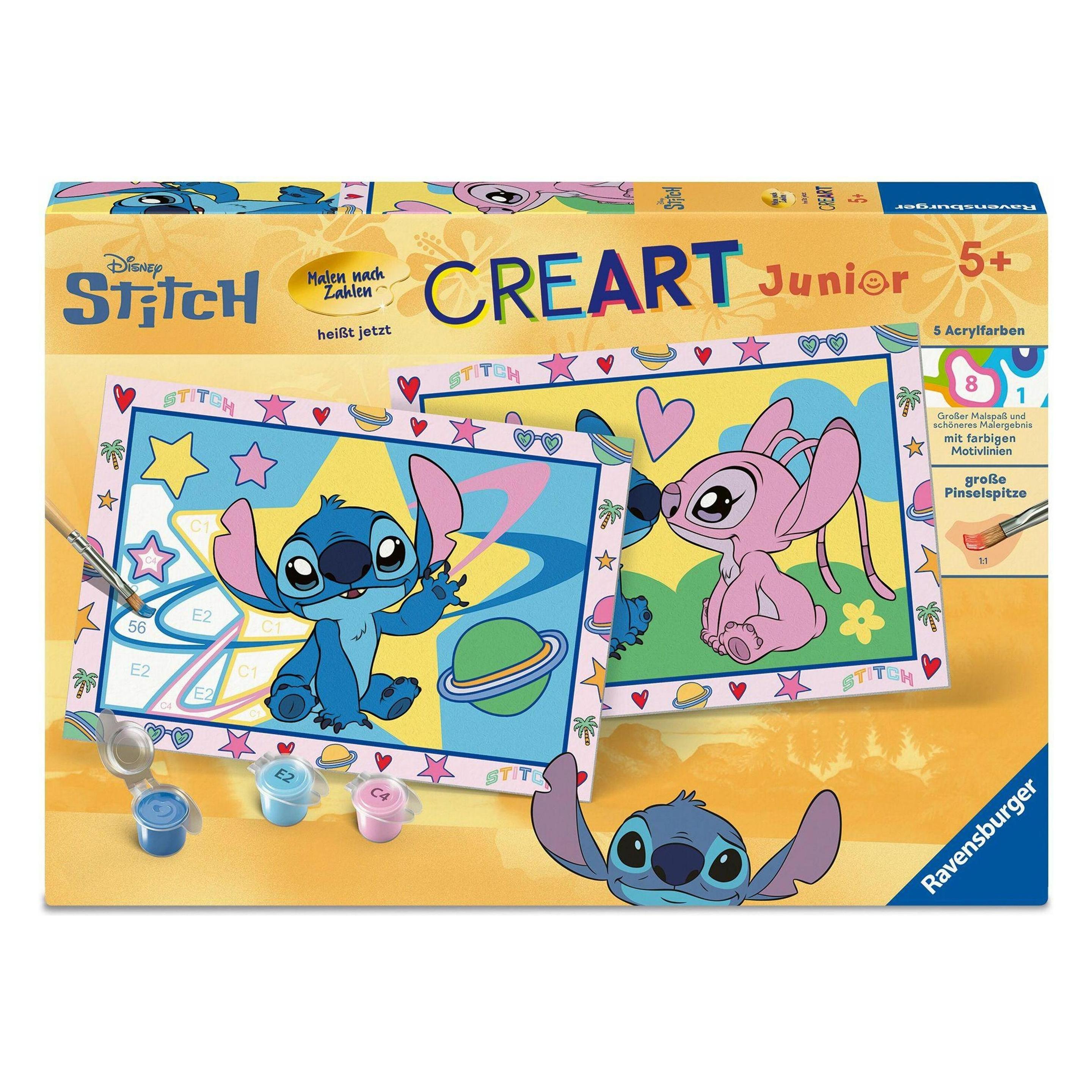 Ravensburger CreArt, Malen nach Zahlen Junior - Disney Stitch & Angel (12023123)