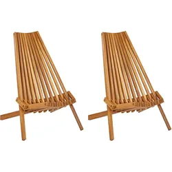 GARTENSTUHL 2er-Set Holz Heller Holzfarbton Bellano