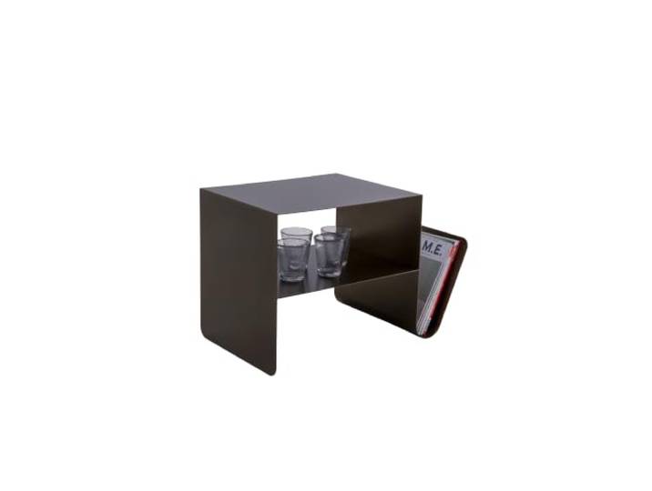 Kare Design Beistelltisch Lounge News, Bronze, 65x37x42 cm, minimalistisches Design, Zeitschriftenständer, Couchtisch, Stahl, Industrial, Modern, Wohnzimmer