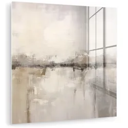 ACRYLGLASBILD Moderne Kunst - Abstrakt - Beige 90x90 cm