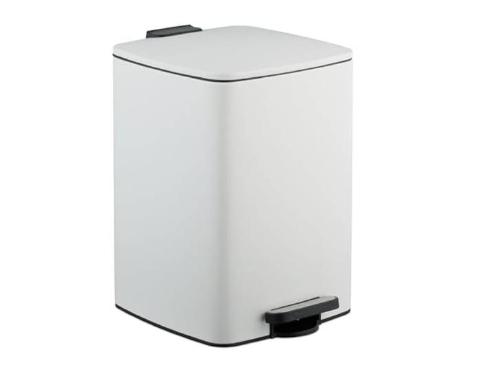 Relaxdays Mülleimer Küche, 20 Liter, entnehmbarer Inneneimer, weiß Fußpedal, mit Müllbeutel, Tretmülleimer, Eisen