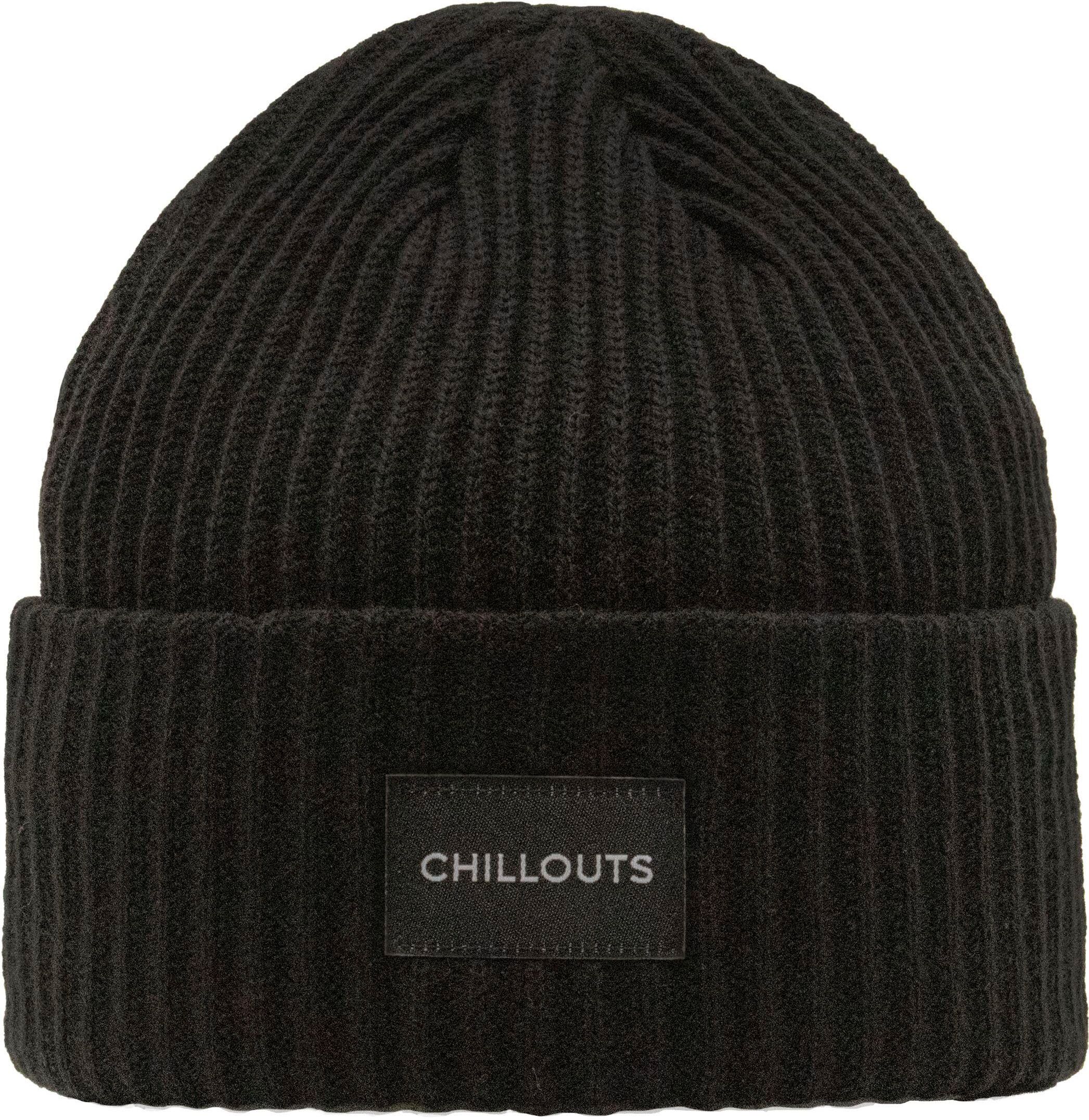 Strickmütze CHILLOUTS "Kara Hat", schwarz, Rippstrick, Kunstfaser, unifarben, Mützen Strickmütze, dicker Rippenstrick schwarz Einheitsgröße