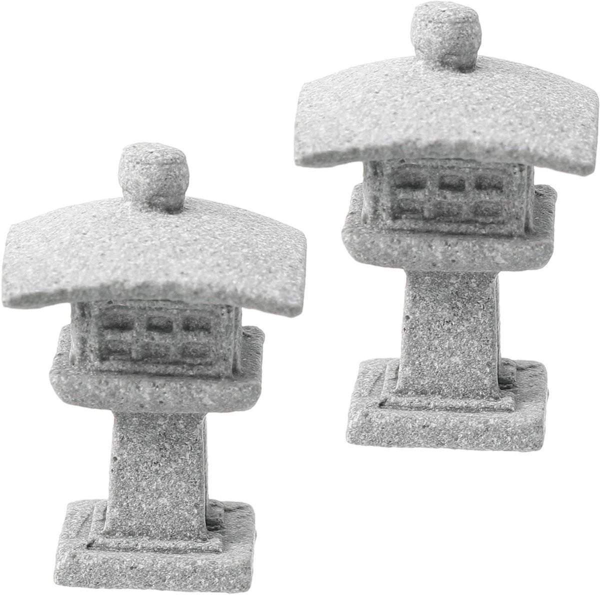 Lantaarn Stenen Beeld Japanse Toren Grijs - Mini Tuin Decoratie Pagode Model - Hoogte: 3 cm
