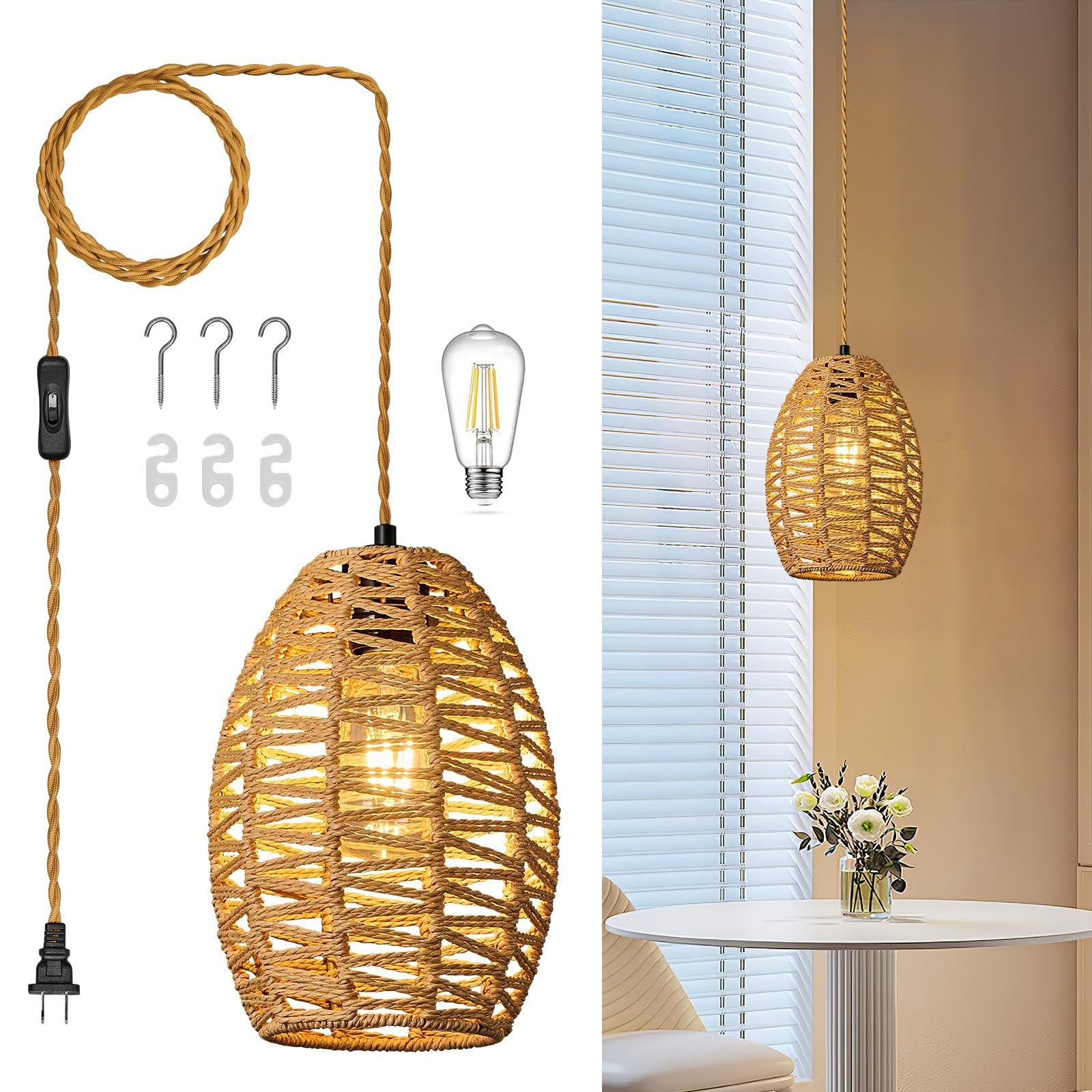 Dripio Rieten hanglamp voor LED, bruin