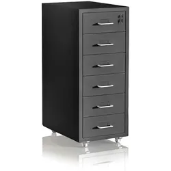Relaxdays Abschließbarer Rollcontainer aus Metall Schwarz,Silber