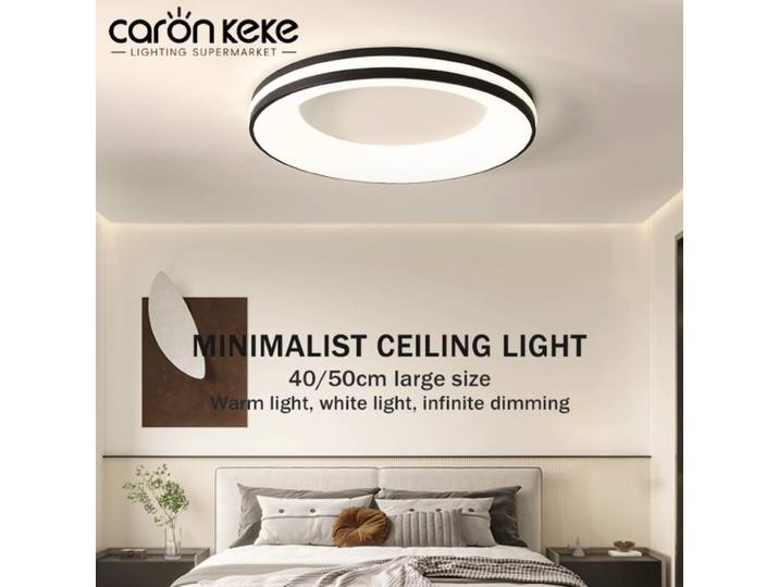 Plafonnier LED en bois grainé style nordique, dimmable, pour salon, chambre, bureau, cuisine, salle à manger, décoration intérieure, lampe de plafond circulaire
