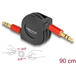 Delock Audio Aufrollkabel 3,5 mm 3 Pin Klinkenstecker zu Klinkenstecker 90 cm