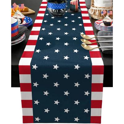 Independence Day Linen Table Runner Patriotic Dining Decor a 180x33cm 70.8x13inch