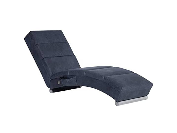 vidaXL Massage Chaiselongue Grau Wildleder-Optik