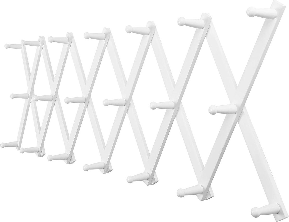 Wandgarderobe met 20 haken - Accordeon kapstok - Wit