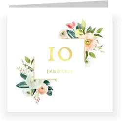 Einladungskarte Hochzeitstag: Rosige Zeiten mit Fotos in Weiß