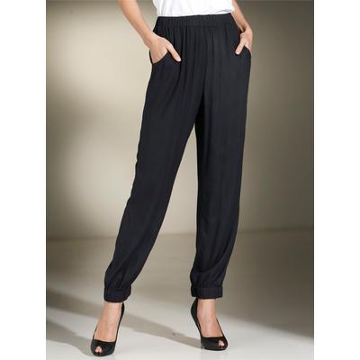 Haremshose CLASSIC BASICS, Damen, Gr. 23, Kurzgrößen, schwarz, 100% Viskose, unifarben, lang, Hosen Haremshose