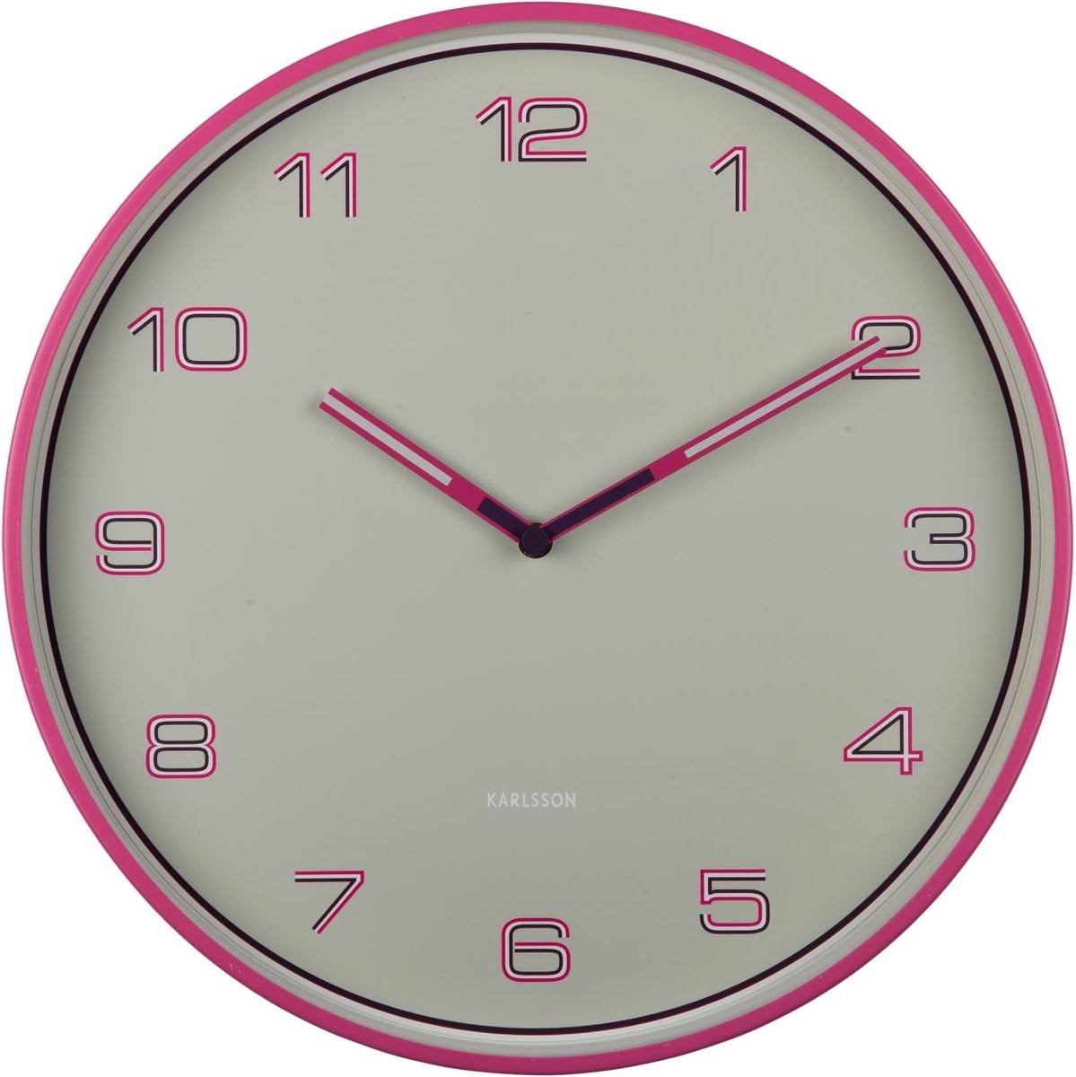 Karlsson Wandklok Lined Numbers - Roze - Ø40cm - Scandinavisch Design