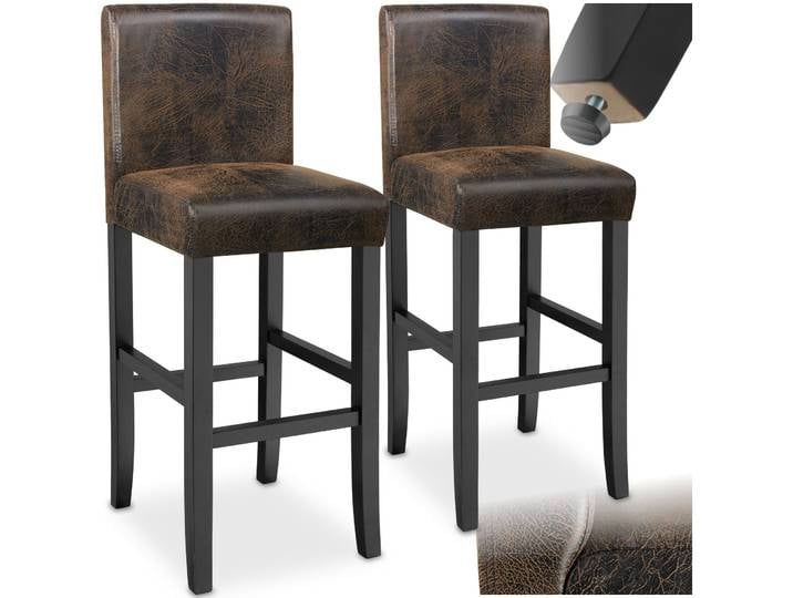 Barhocker aus Kunstleder - antikbraun, 2er Set