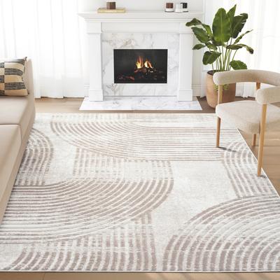 Abani Rugs Abani Viva VIV110A Neutral Cream Mid-Century Modern Retro Arch Pattern Area Rug