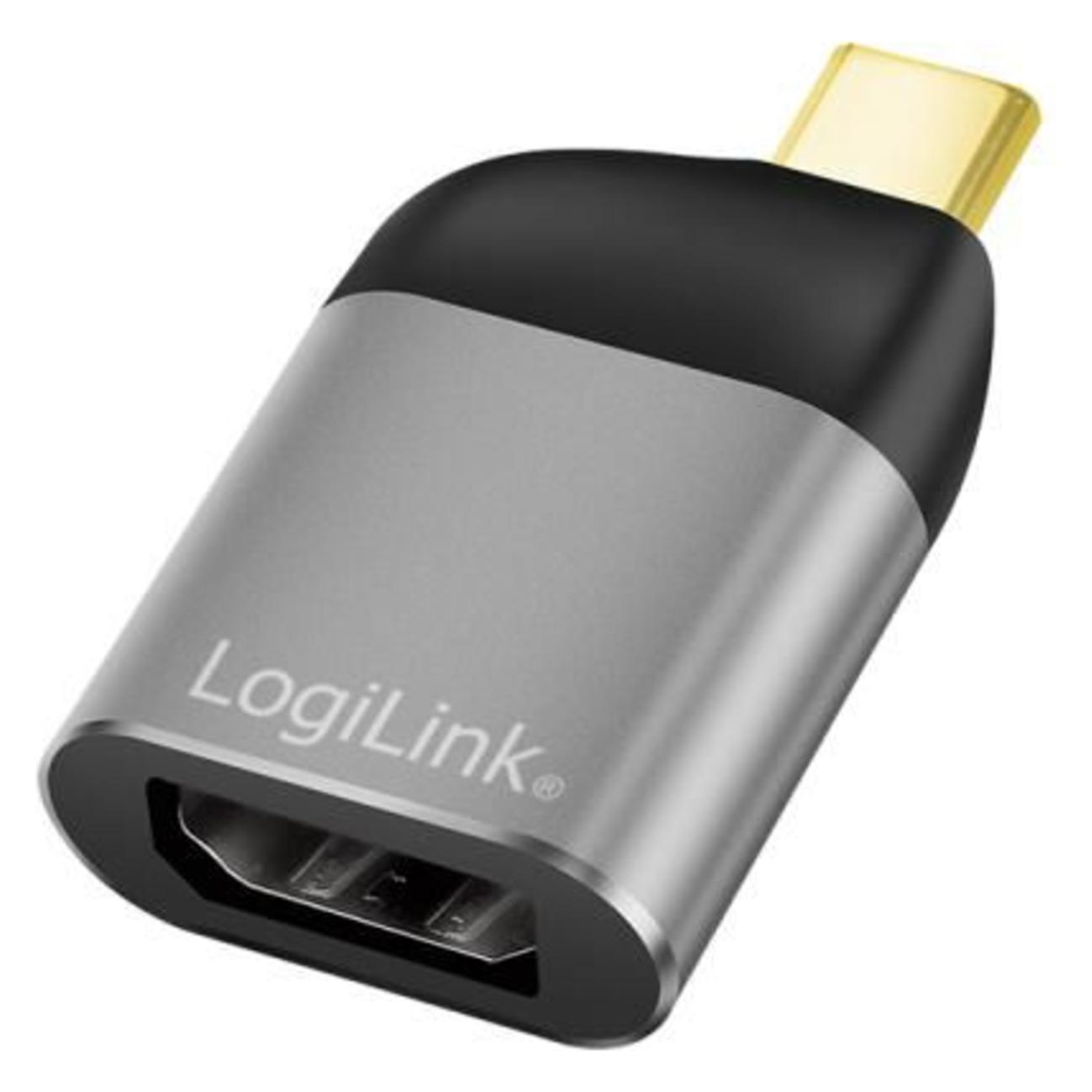 LogiLink USB 3.2 Gen2 Type-C-Adapter, USB-C/M zu DP/F, 8K, Alu, schwarz/grau (DisplayPort) (CUA0204)