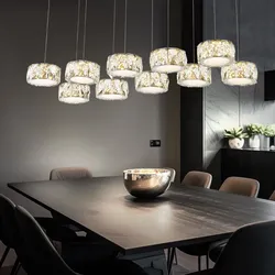LED Decken Pendel Hänge Lampe Chrom Leuchte Glaskristalle Spots Beleuchtung