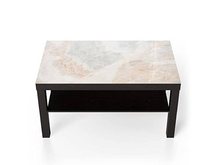 DEQORI Glastisch schwarz groß 90x50 cm Motiv Marmorsteinstruktur ausgefallener Beistelltisch aus Glas Hochglanz Couchtisch fürs Wohnzimmer moderner Couch Tisch mit Design