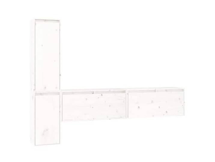 LMTYOENFG 4er Set TV-Schränke Wandmontage Kiefer Massivholz Weiß Moderne Schwebeschränke aus echtem Kiefernholz für Wohnzimmer und Schlafzimmer. Bringen Stil und Ordnung an jede Wand.